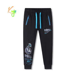 Chlapecké tepláky Kugo LT1505 černé s modrým zipem